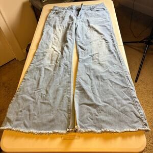 Jeans Women's 3XL Light Wash Wide Leg Raw Hem High Rise Jeans 35x29